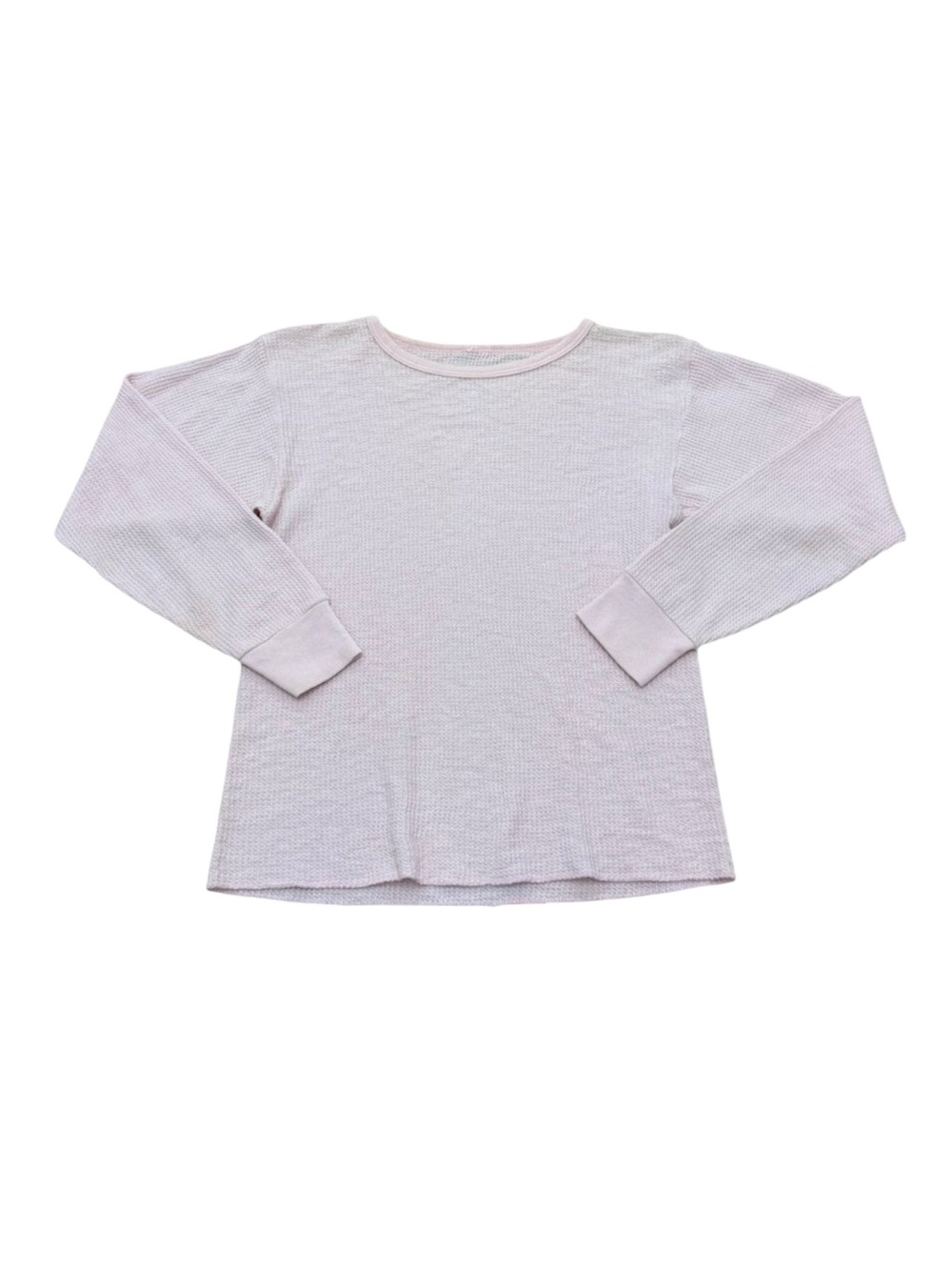 Women’s Pink Waffle Knit Long Sleeve Cotton Top